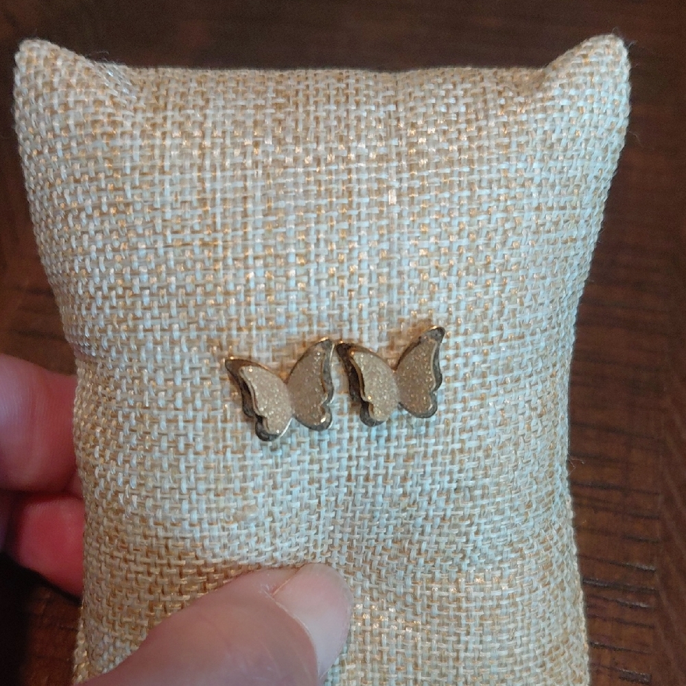 Gold Butterfly Stud Earrings - Double Butterflies